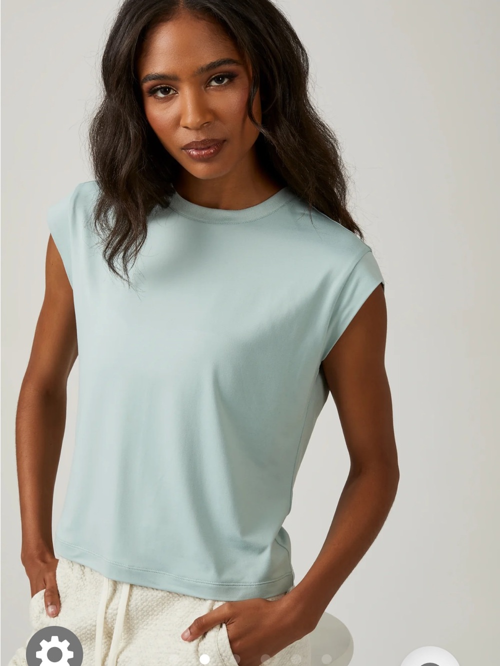 7 Diamonds Soft Mint Green Cap Sleeve Core Tee cropped